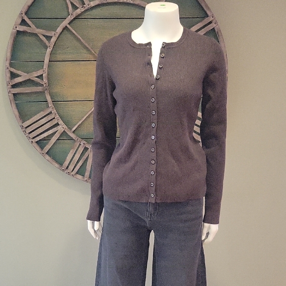 Quince Sweaters - Quince Cotton Cashmere Fitted Ribbed Cardigan In Mocha Heather